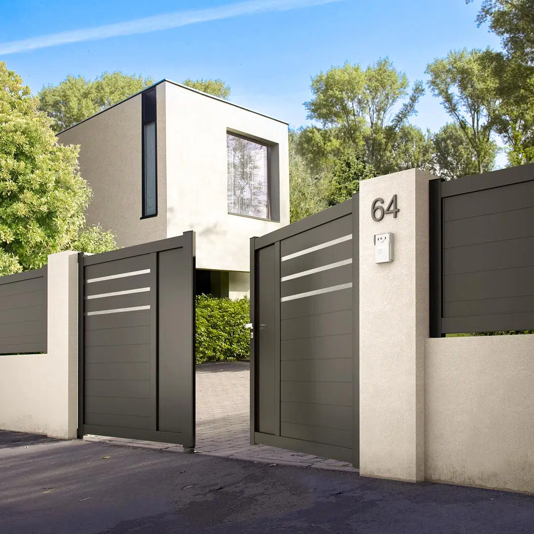 portail battant aluminium gris anthracite bab fenetres
